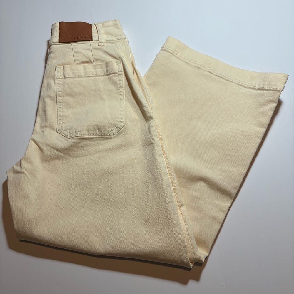 Unpublished, Gemma, High Rise, Cropped Wide-Leg Jeans in Cream colour Sz 25 - Picture 10 of 12